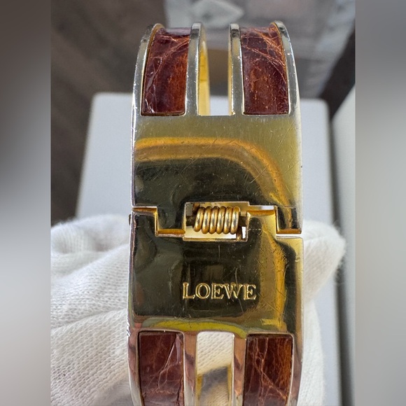 Loewe Vintage L-logo double cuff embossed bangle bracelet with COA - Picture 7 of 14